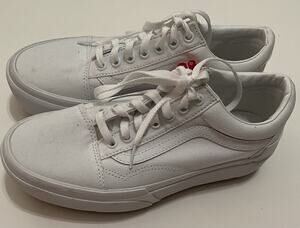 Vans Sneakers Unisex Sz M7 / W8.5 Triple White Old Skool Stack Platform Leather
